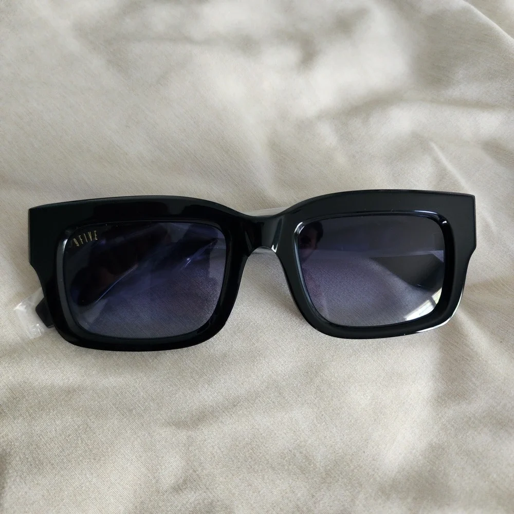 9FIVE Apex Sunglasses Men OS Black Square Blue Gradient Lens Streetwear Luxury